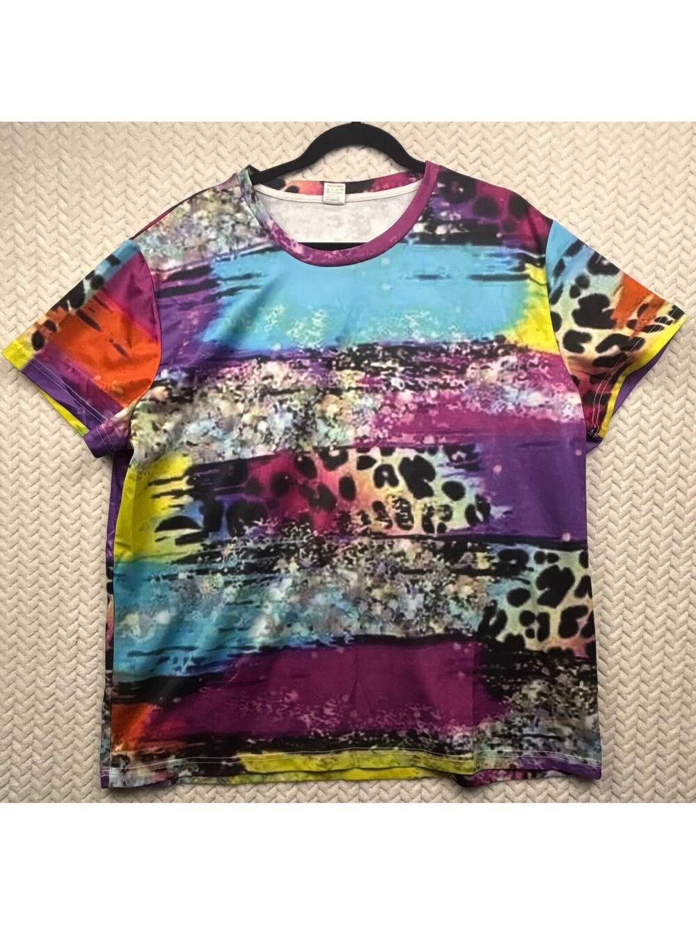 Colorful Abstract Print Short Sleeve T-Shirt 5XL